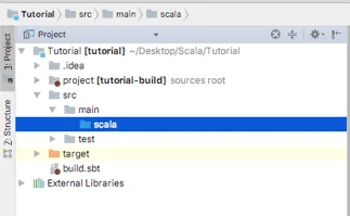 Estructura de directorios del proyecto Scala