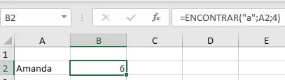 Ejemplo función ENCONTRAR en Excel