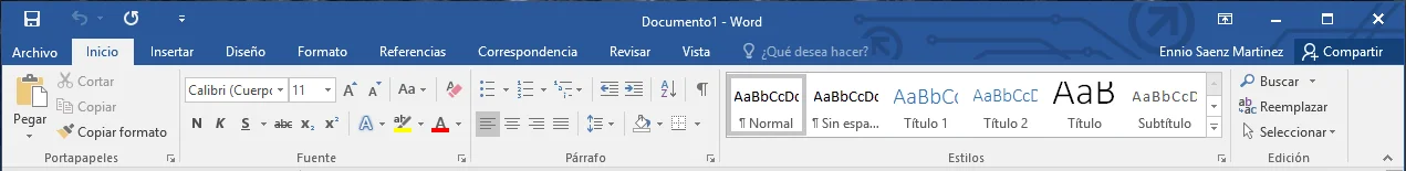 Barra de herramientas de Microsoft Word