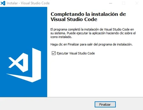 Instalación de Visual Studio Code terminada