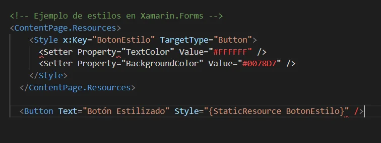 Ejemplo Personalización de estilos en Xamarin