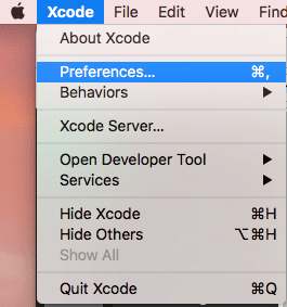 Preferencias de Xcode