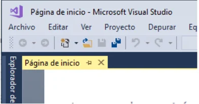 Pestaña de Archivo de Visual Studio en la barra superior