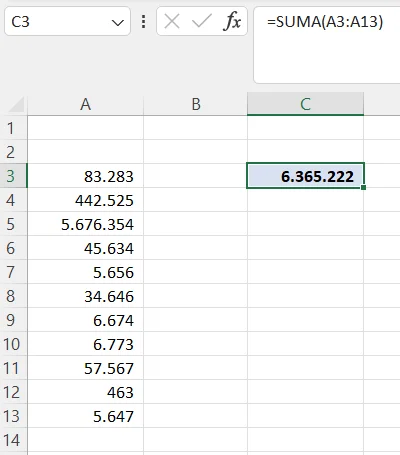 Ejemplo de Función Matemática de Excel