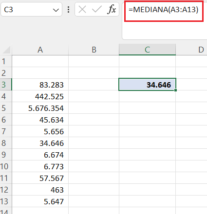 Ejemplo de Función Estadística de Excel