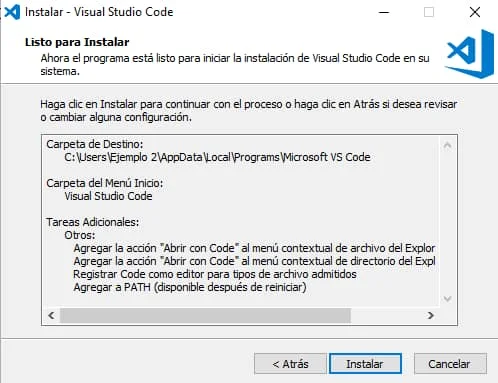 Botón de Instalar Visual Studio